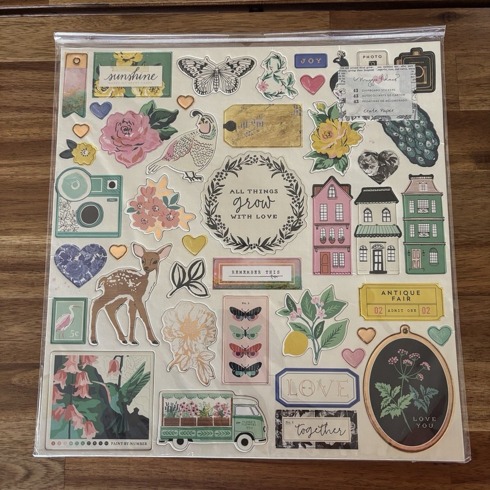 Maggie Holmes Chipboard Stickers 43 Stickers Total "All Things Grow with Live"